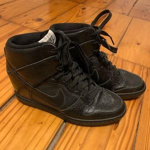 Nike Dunk Sky High Black Leather Snake Wedge